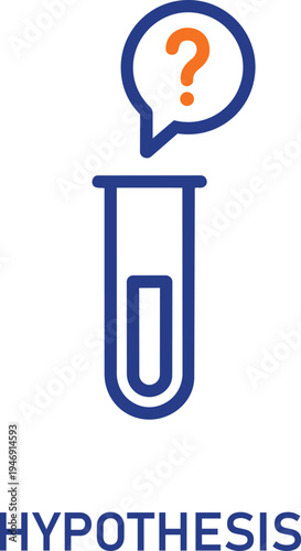Blue hypothesis icon with question mark on transparent background science concept symbol