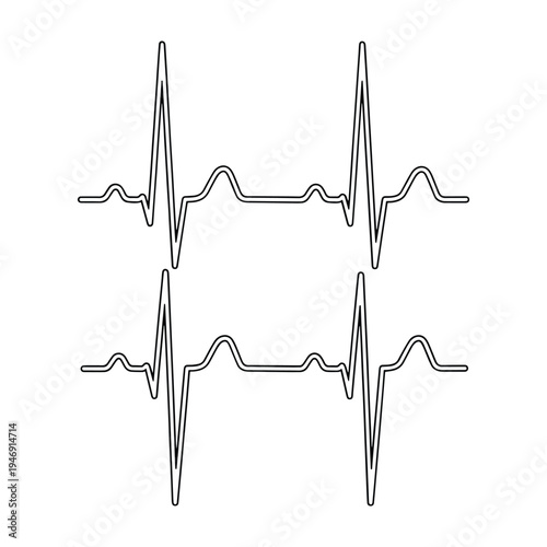 Black and white ecg heartbeat rhythm monitor vector
