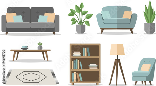 Minimalist living room furniture and decor elements