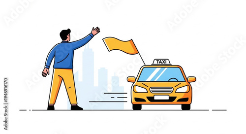 Man hailing a taxi cab.