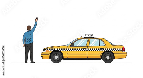 Man hailing a yellow taxi.