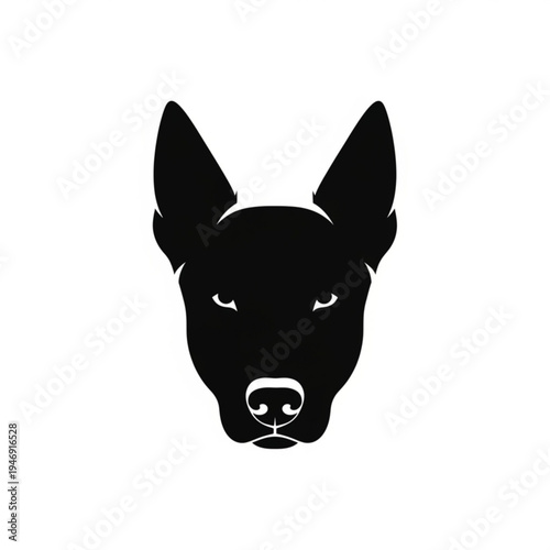 Black dog head silhouette with pointed ears