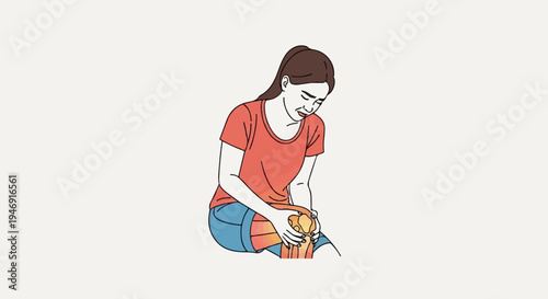 Woman grimaces in pain, clutching her injured knee