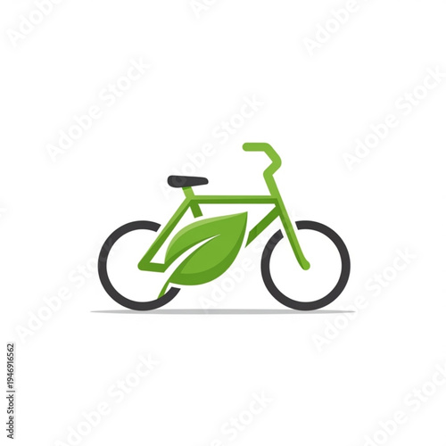 Green bicycle with leaf design