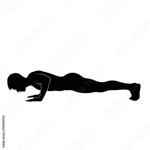 Black silhouette of a man doing push up