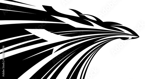 Dynamic Black Abstract Speed Lines for Fast Motion Effect on Isolated White Background