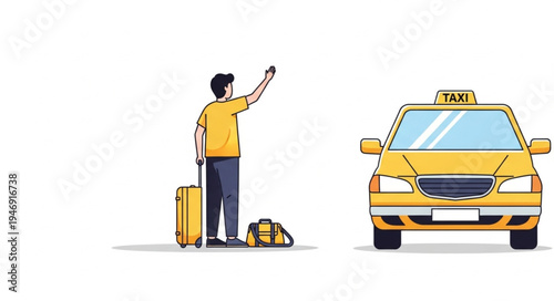 Man hailing a yellow taxi.