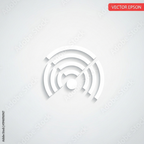 Vector wifi symbol with curved lines on light gray background
