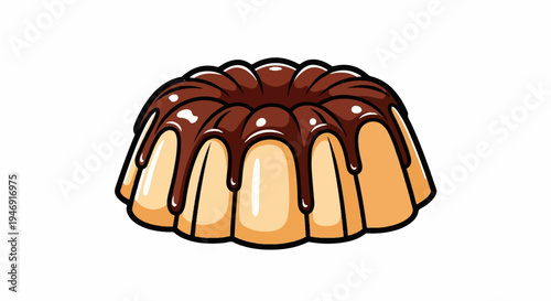A ring-shaped cake with a rich chocolate glaze drizzled over its top