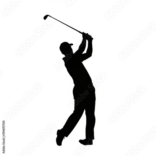 Silhouette of a golfer swinging a club