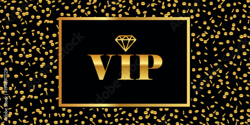 golden ticket text on dark background with confetti vector illustration