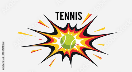 Dynamic Tennis Visual Representation With Explosive Design and Vibrant Color Palette