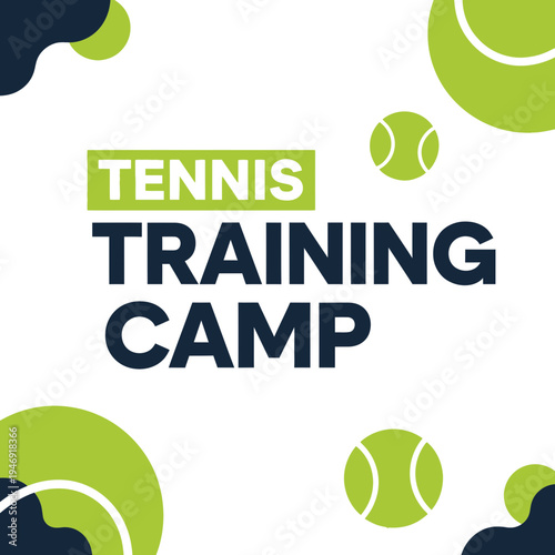 Dynamic Tennis Training Camp Promotion With Modern Design Elements And Playful Graphics