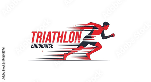 Dynamic Triathlon Athlete Illustration Depicting Speed, Power, And Athletic Endurance Sport