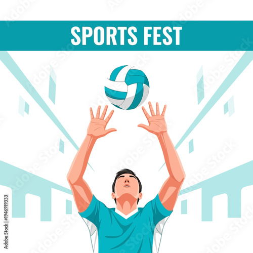 Dynamic Volleyball Action: Capturing the Energy and Excitement of a Sports Festival