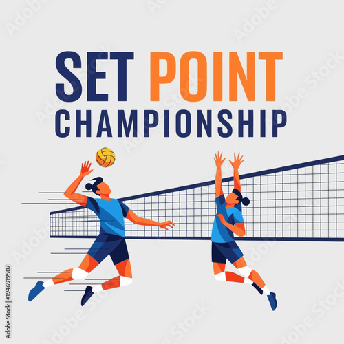 Dynamic Volleyball Championship Illustration Depicting Intense Competition And Athleticism On The
