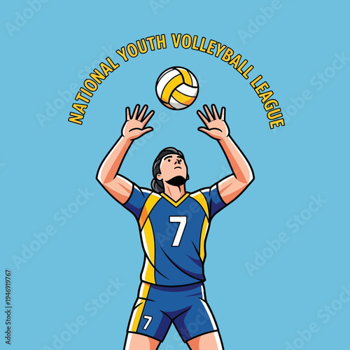 Dynamic Volleyball Athlete Displaying Skill and Strength in a National League Competition