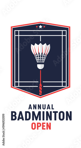 Elegant Badminton Tournament Emblem with Patriotic Hues for Sporting Event Promotion