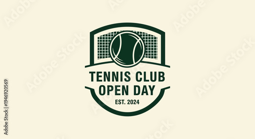 Elegant Tennis Club Open Day Emblem Design For Sports And Recreational Events
