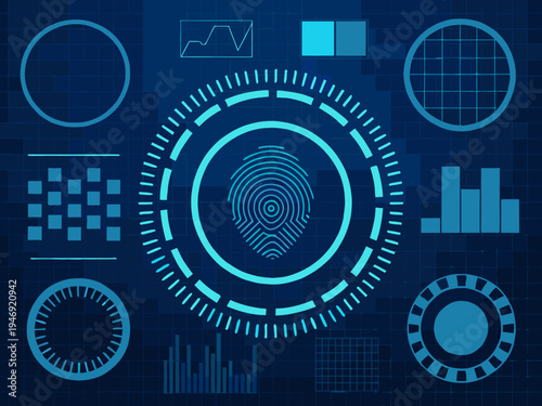 Abstract digital interface with biometric data and security elements