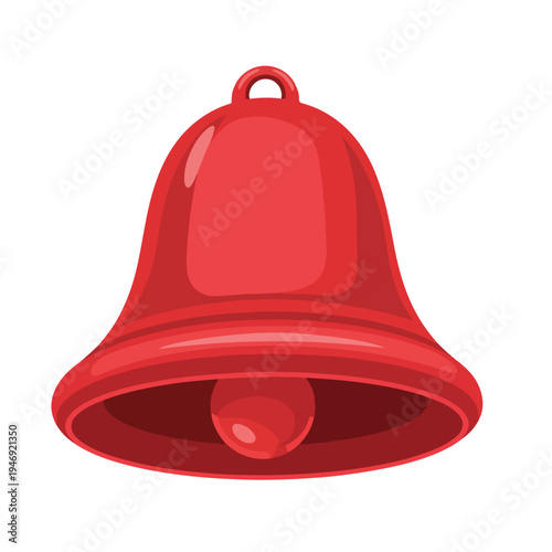 Red Bell Icon Clanger Metallic Notification.