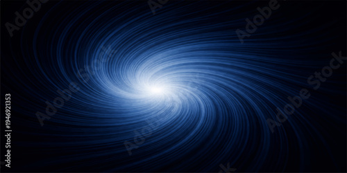 An abstract blue background with rays features a glowing spiral swirl and digital motion texture, creating a wave-like vortex pattern that resembles a cosmic galaxy wallpaper design