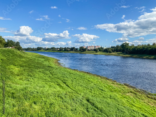 Wallpaper Mural Western Dvina river in the city of Polotsk. Belarus. Beautiful summer landscape. Torontodigital.ca