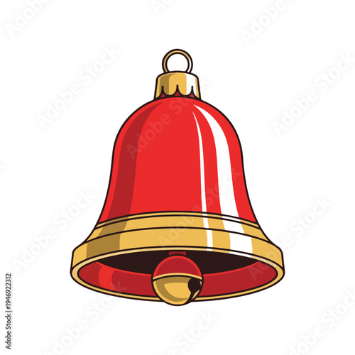 Red Christmas Bell with Gold Trim.