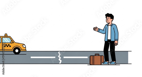 Man hailing a yellow taxi.