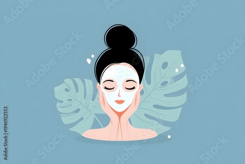Relaxation and Self-Care Concept with Woman in Facial Mask
