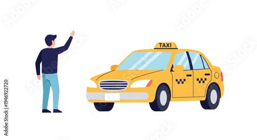 Man hailing a yellow taxi.
