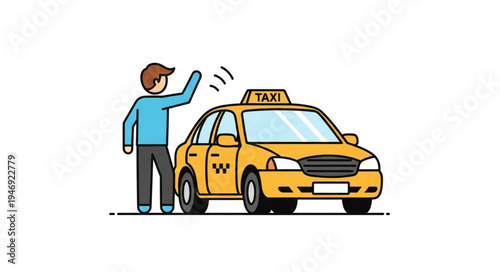 Man hailing a yellow taxi.