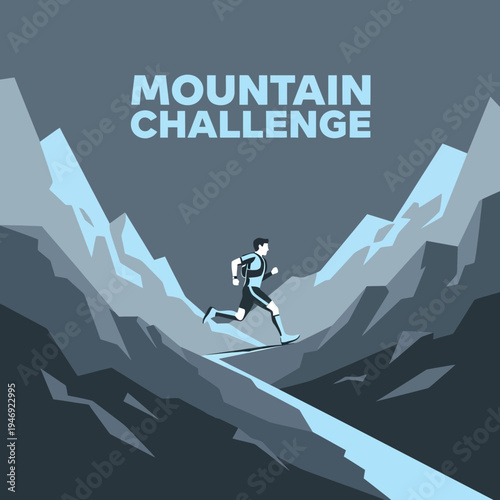 Energetic Athlete Conquering Rugged Mountain Terrain: A Physical Endurance Illustration