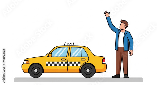 Man hailing a yellow taxi.