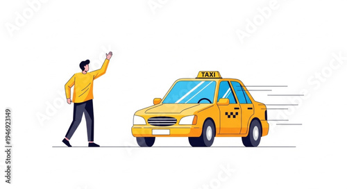 Man hailing a yellow taxi.