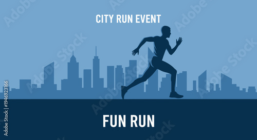 Energetic Athlete Sprinting Through Cityscape, Celebrating Fitness and Active Lifestyle