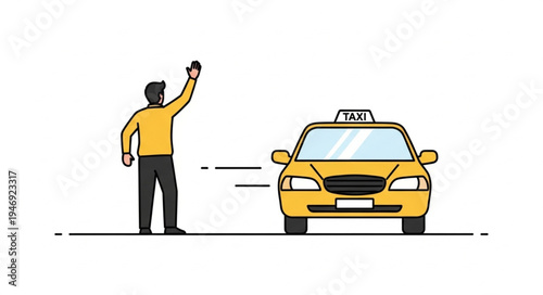 Man hailing a yellow taxi.