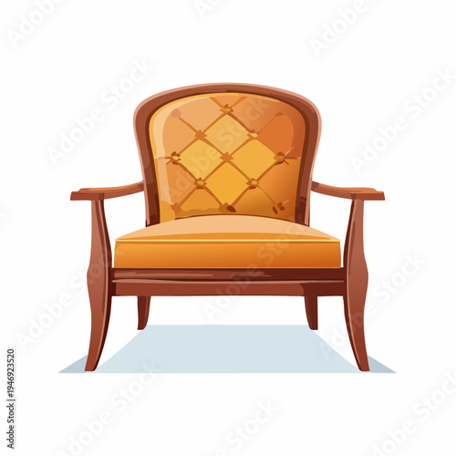 Elegant tufted armchair with wooden frame and upholstered seat