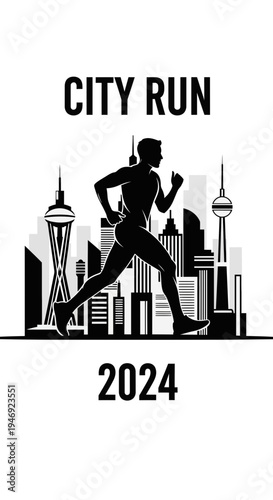 Energetic City Runner Silhouette: A Dynamic Visualization Of Urban Endurance In 2024