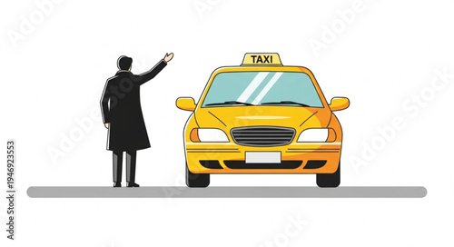 Man hailing a yellow taxi.