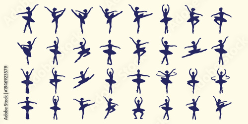 Ballet dancer performance silhouettes pattern, elegant ballerina dance background art, classical dance theater vector illustration, graceful dance movement silhouette pattern, artistic performing arts