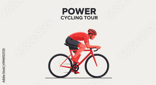 Energetic Cyclist on Road Bike Representing Power and Endurance on White Background