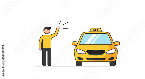 Man hailing a yellow taxi.