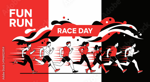 Energetic Fun Run Event Depicting Athletes Sprinting, Perfect for Promotional Purposes