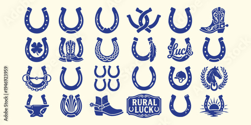 horseshoe silhouettes set, lucky horseshoe icons, western horseshoe vector collection, good luck symbol bundle, equestrian horseshoe shapes, rustic horseshoe silhouettes, black horseshoe icons