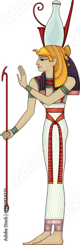 Mut . Egyptian hieroglyph and symbol.Isolated figure of ancient egypt god.