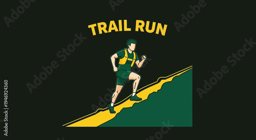 Energetic Runner Ascending Terrain, Depicting Athleticism, Endurance, and Trail Running