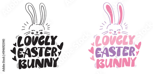 Happy Easter! Cute hand drawn doodle lettering quote about egg hunt. Lettering for t-shirt design, mug print, bag print, clothes fashion. 100% hand drawn vector image.