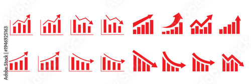 Business success growth arrow icon vector isolated on white background. Business graph with arrow. Vector growing graph icon. Growing bar graph icon. Growth vector diagram with arrow going up
