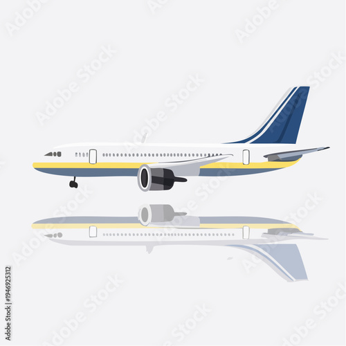 Modern Passenger Jet Airplane Illustration with Reflection